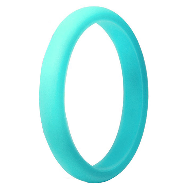 Women's Thin Sky Blue Silicone Rings And Wedding Bands
