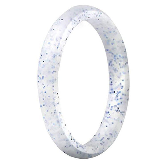 Sparkly Transparent With Blue Glitter Silicone Rings For Women