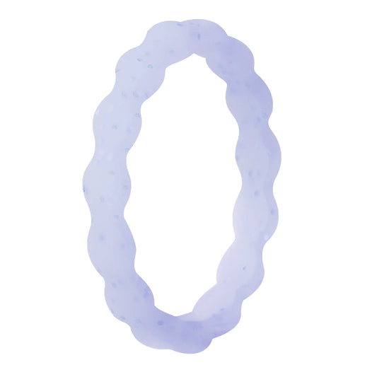 Best Stackable Transparent With Blue Glitter Wavy Silicone Rings For Women