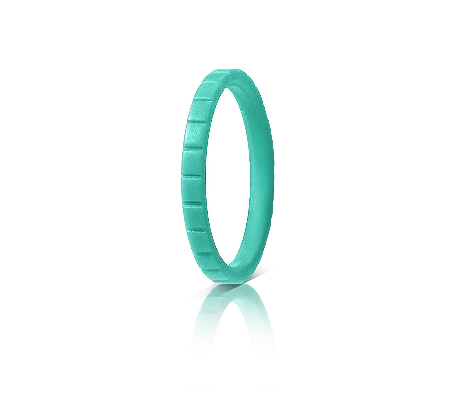 Cute Stackable Turquoise Step Silicone Rings For Women