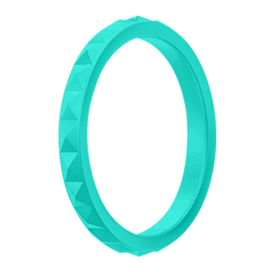 Stylish Stackable Pyramid Turquoise Silicone Rings For Women