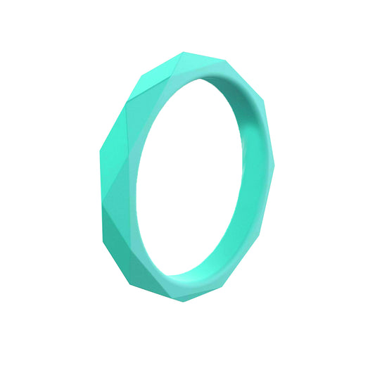 Stackable Rhombus Turquoise Unique Silicone Wedding Bands For Women