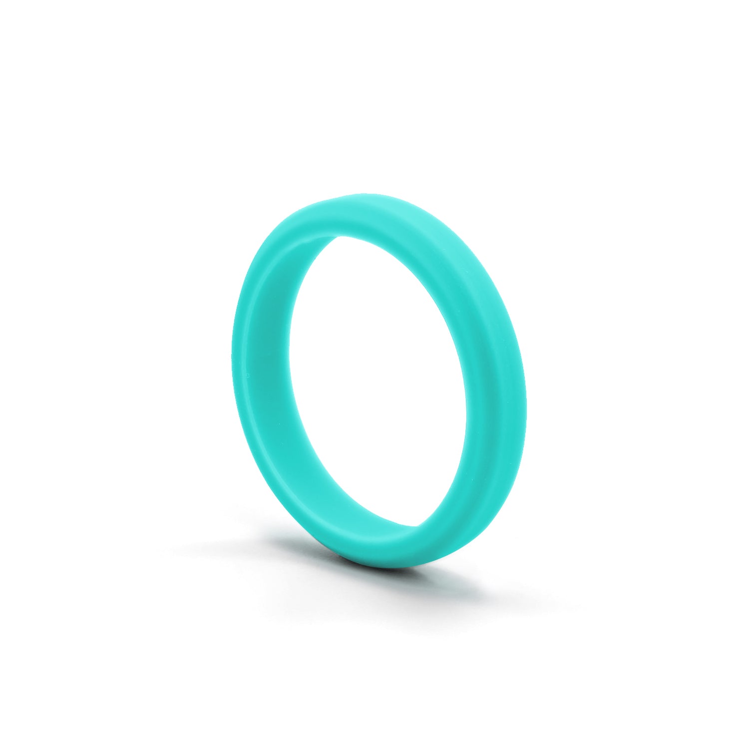 Aqua Blue Bevel Silicone Rubber Rings For Women