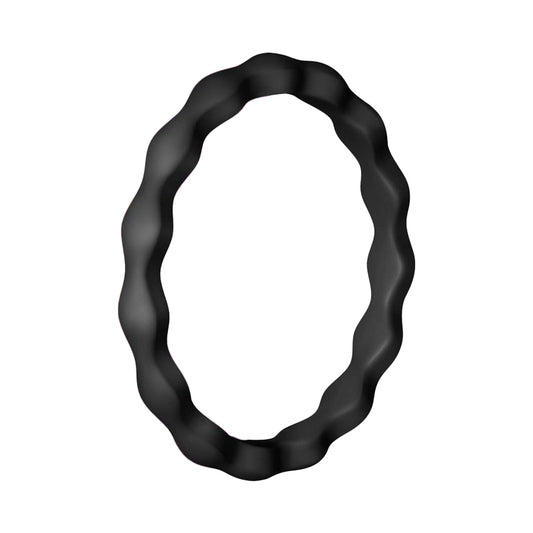 Best Stackable Black Wavy Silicone Rings For Women