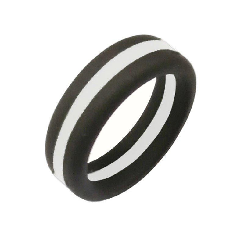 Black with White Stripe Silicone Rings