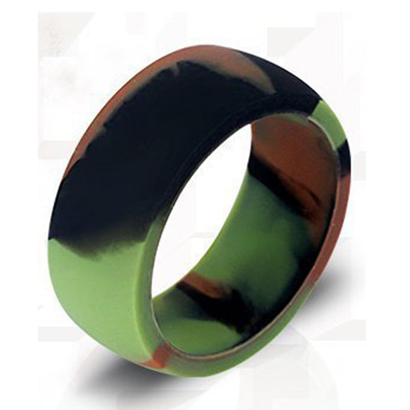 Flat Edge Green Camo Silicone Rings