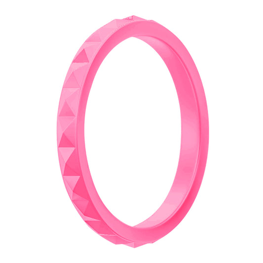 Stylish Stackable Pyramid Fuchsia Silicone Rings For Women