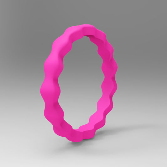 Best Stackable Hot Pink Wavy Silicone Rings For Women