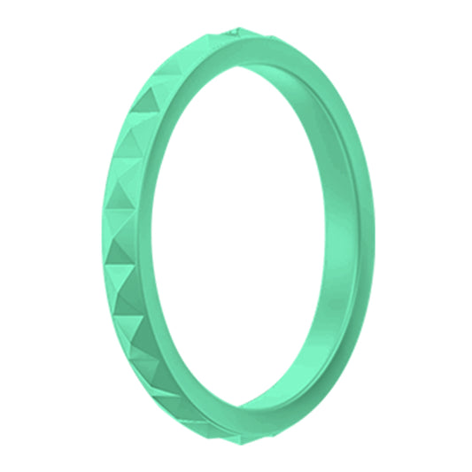 Stylish Stackable Pyramid Mint Green Silicone Rings For Women