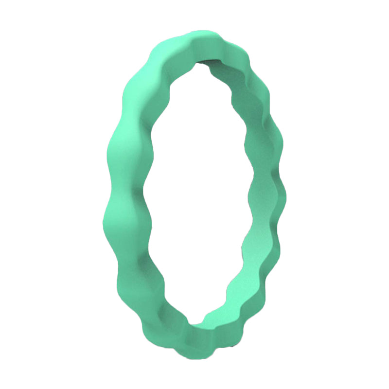 Best Stackable Mint Green Wavy Silicone Rings For Women
