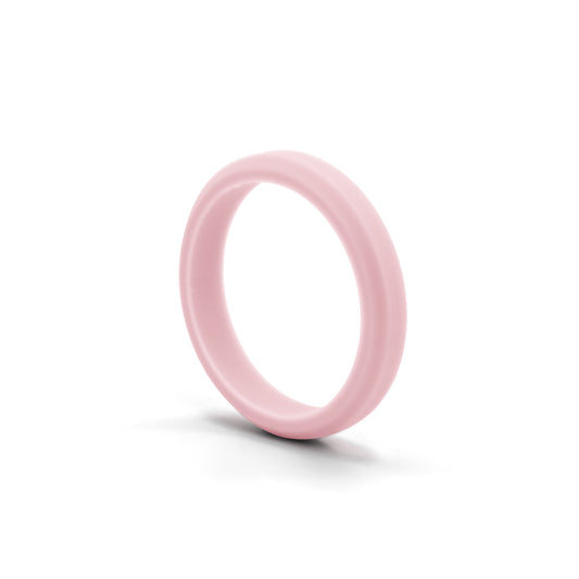 Pink Bevel Silicone Rubber Rings For Women