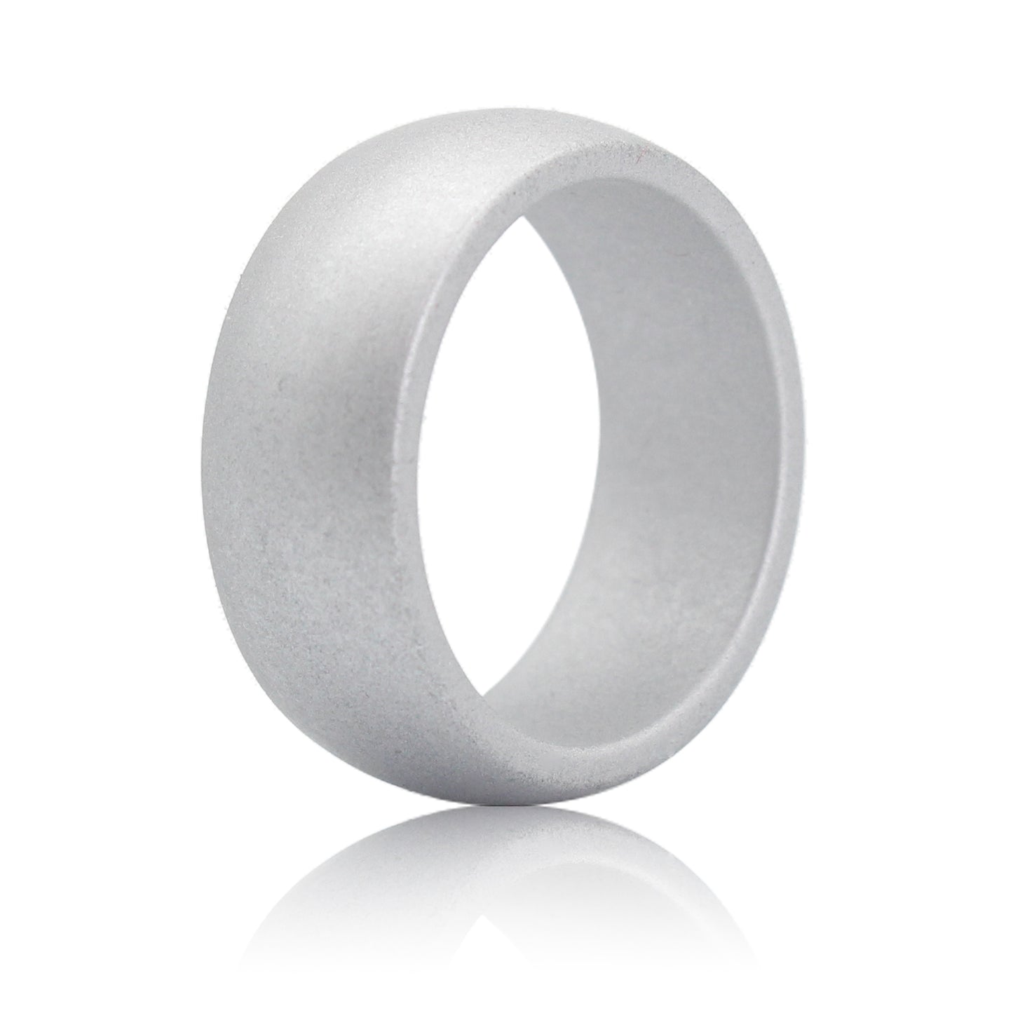 Arc Edge Shiny Silver Silicone Wedding Rings For Men