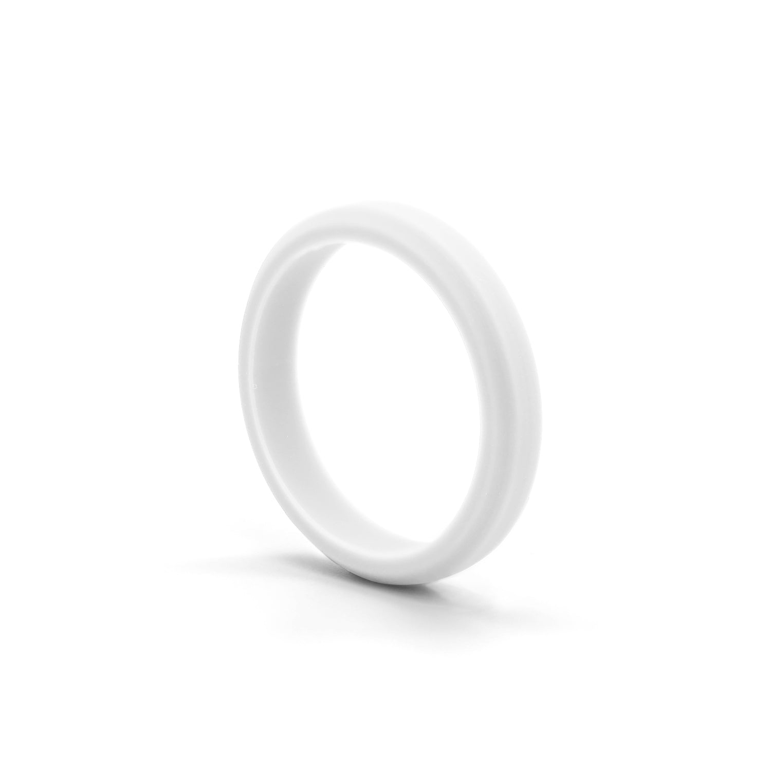 White Bevel Silicone Rubber Rings For Women